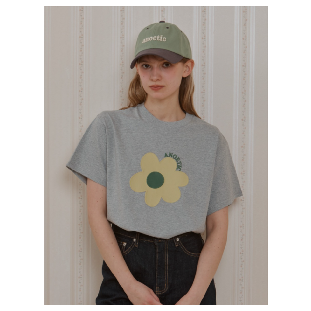 KOR-CCG0607-341 ANC FLOWER PIECE T-SHIRT_GRAY (A42)
