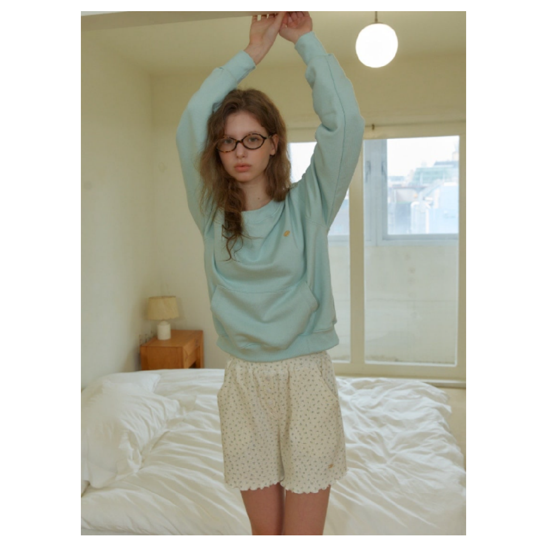 KOR-CCG0607-361 ANC FLORAL WAFFLE SHORTS_IVORY (A62)