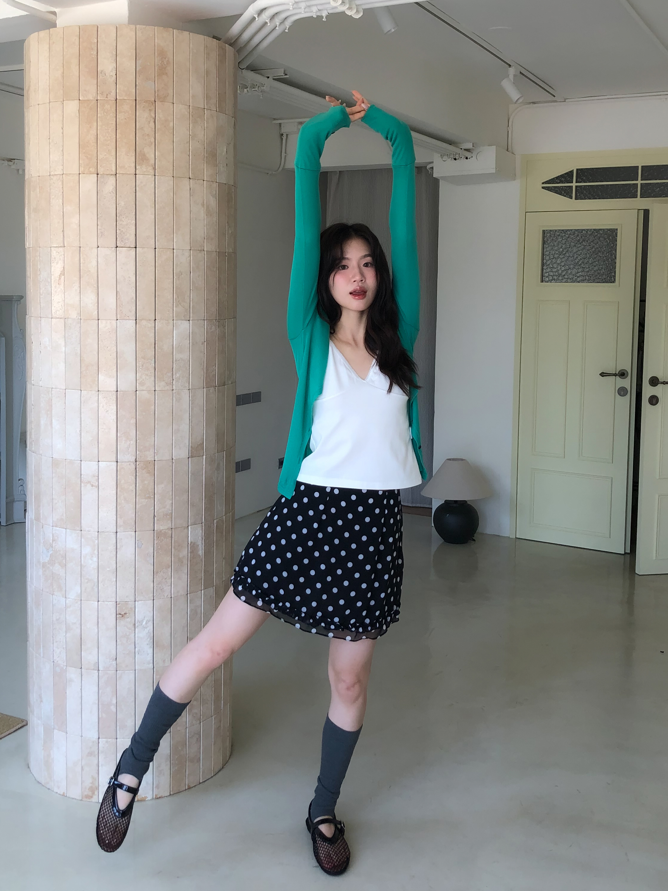 dot mini skirt #短裙