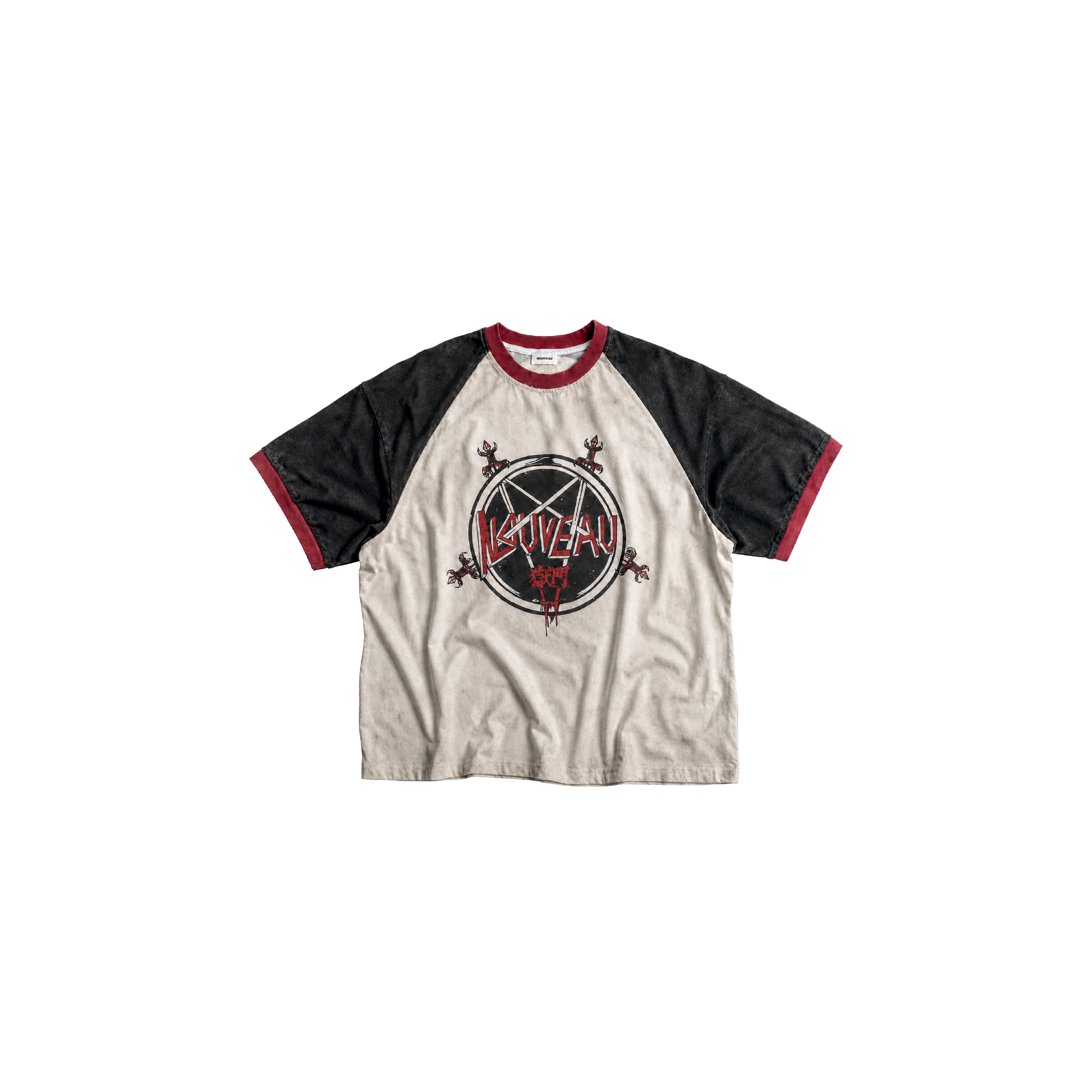 NOUVEAU NVT26105 BOXY THE DOOR TO HELL CONTRAST COLOR T-SHIRT IN COTTON JERSEY