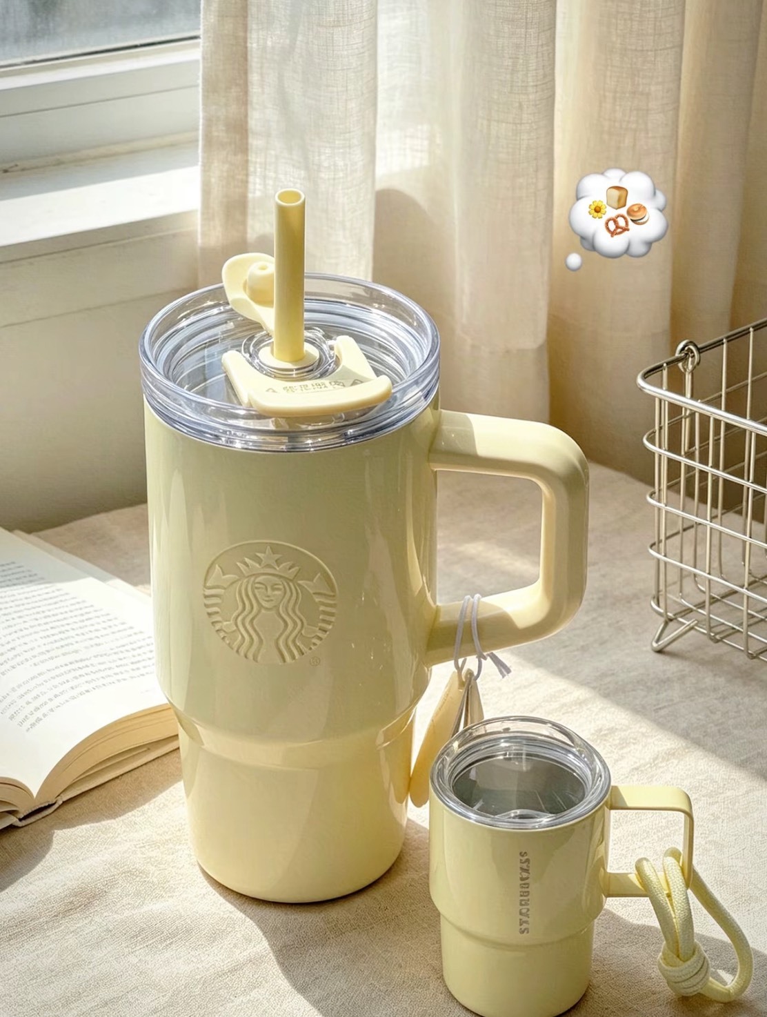 〈夏日韓系感🌻〉 星巴克STARBUCKS心情氣象局系列 不鏽鋼雙飲口杯 配迷你杯掛