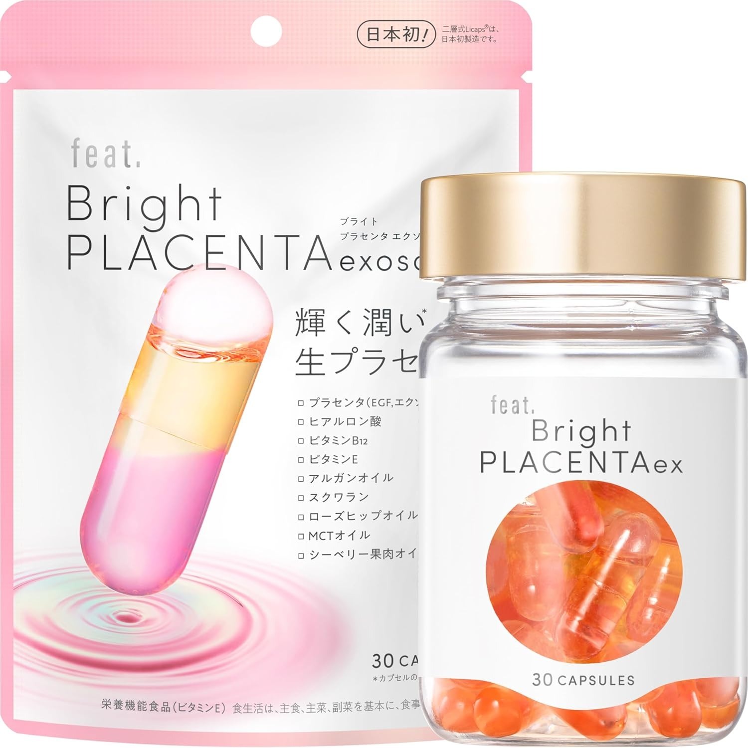 feat.+ Bright PLACENTA ex  胎盤素外泌體(保濕、抗氧化) 30粒