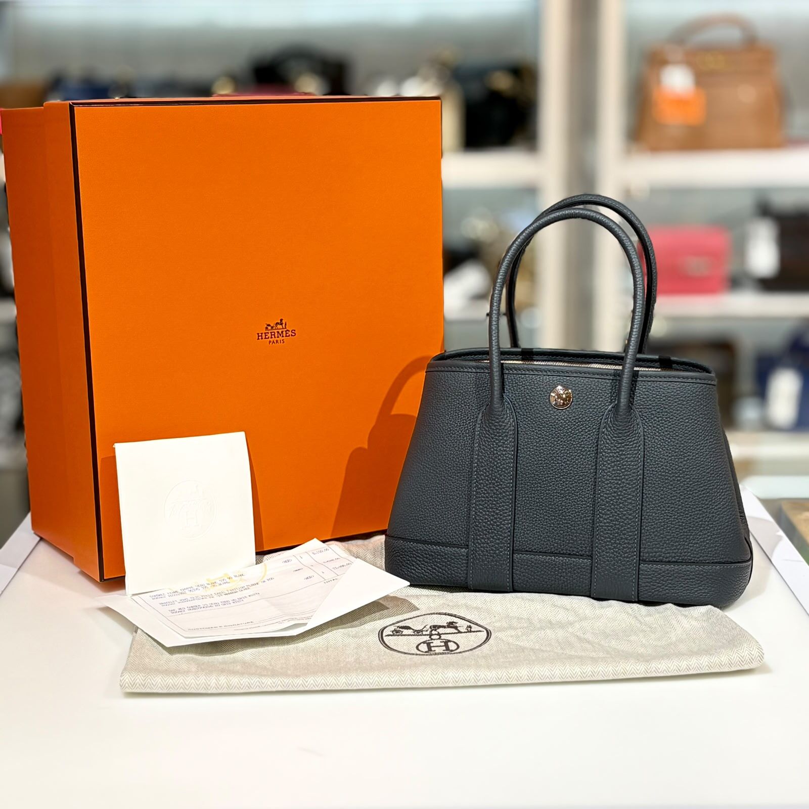 全新HERMES MINI GARDEN PARTY 23 G 霧霾灰全皮 GRIS MISTY H0  H086729CKH0 #GP23 #MINI GP #BRAND NEW #香榭站正品