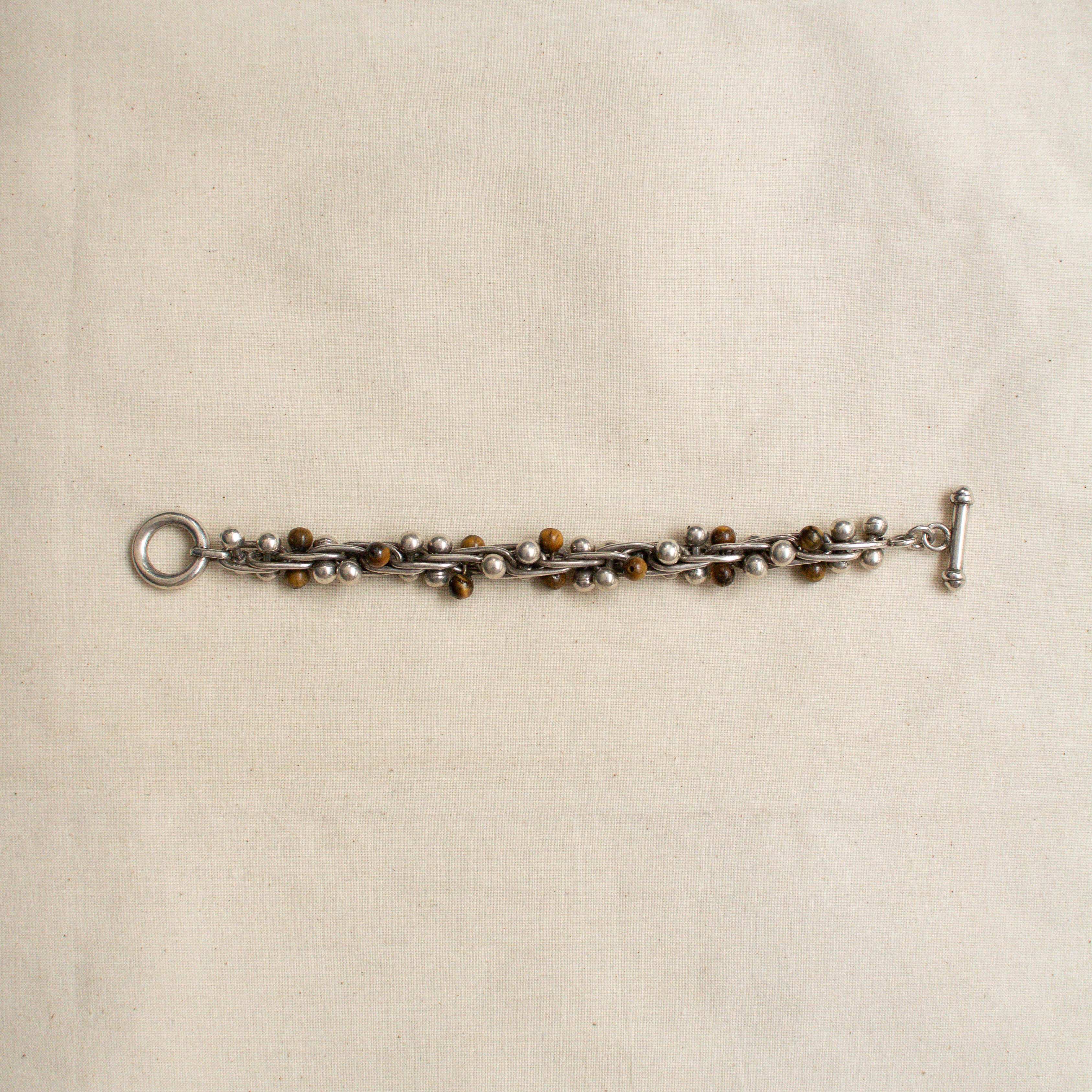 MEXICO STERLING SILVER BRACELET 墨西哥 純銀 琥珀 手鏈 E