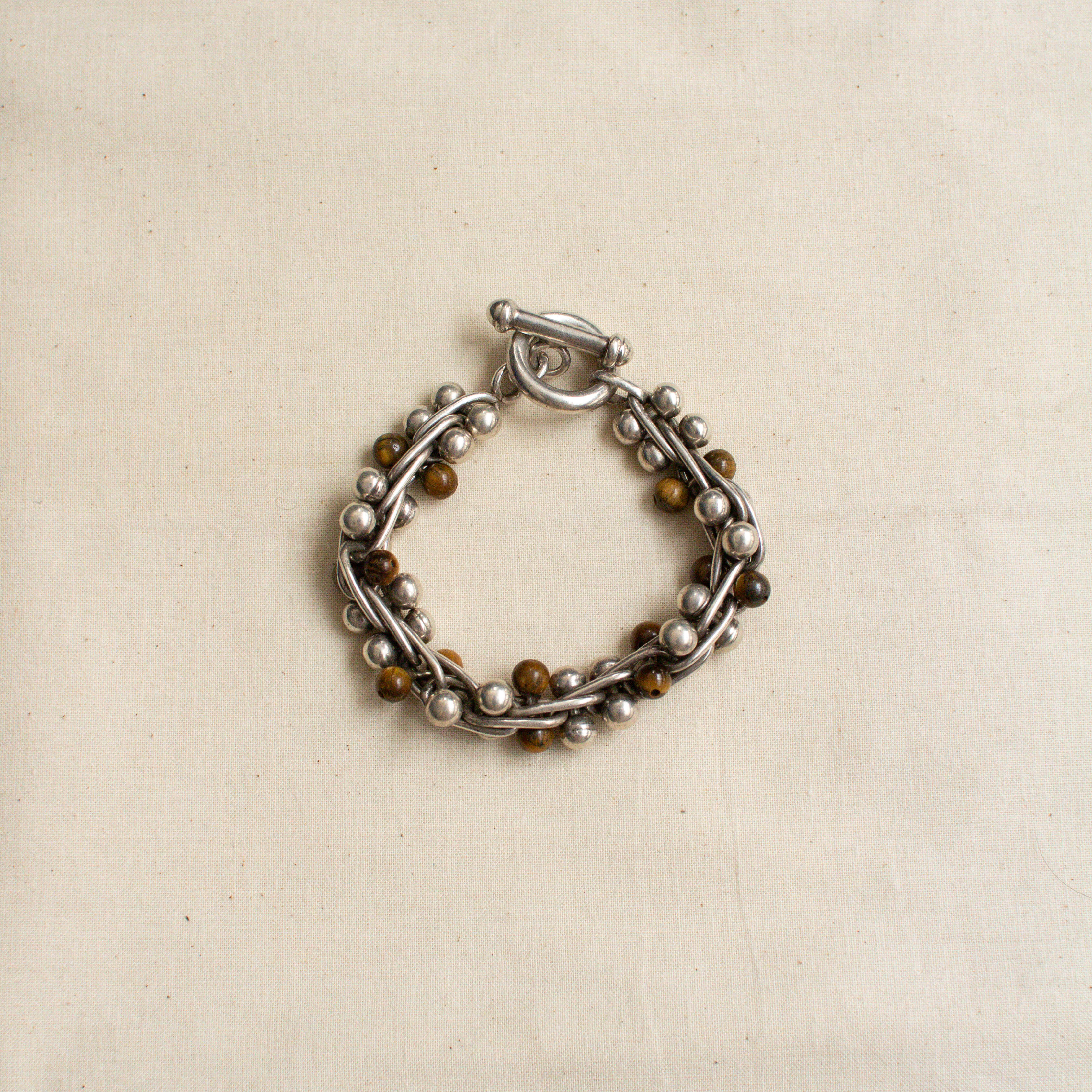 MEXICO STERLING SILVER BRACELET 墨西哥 純銀 琥珀 手鏈 E