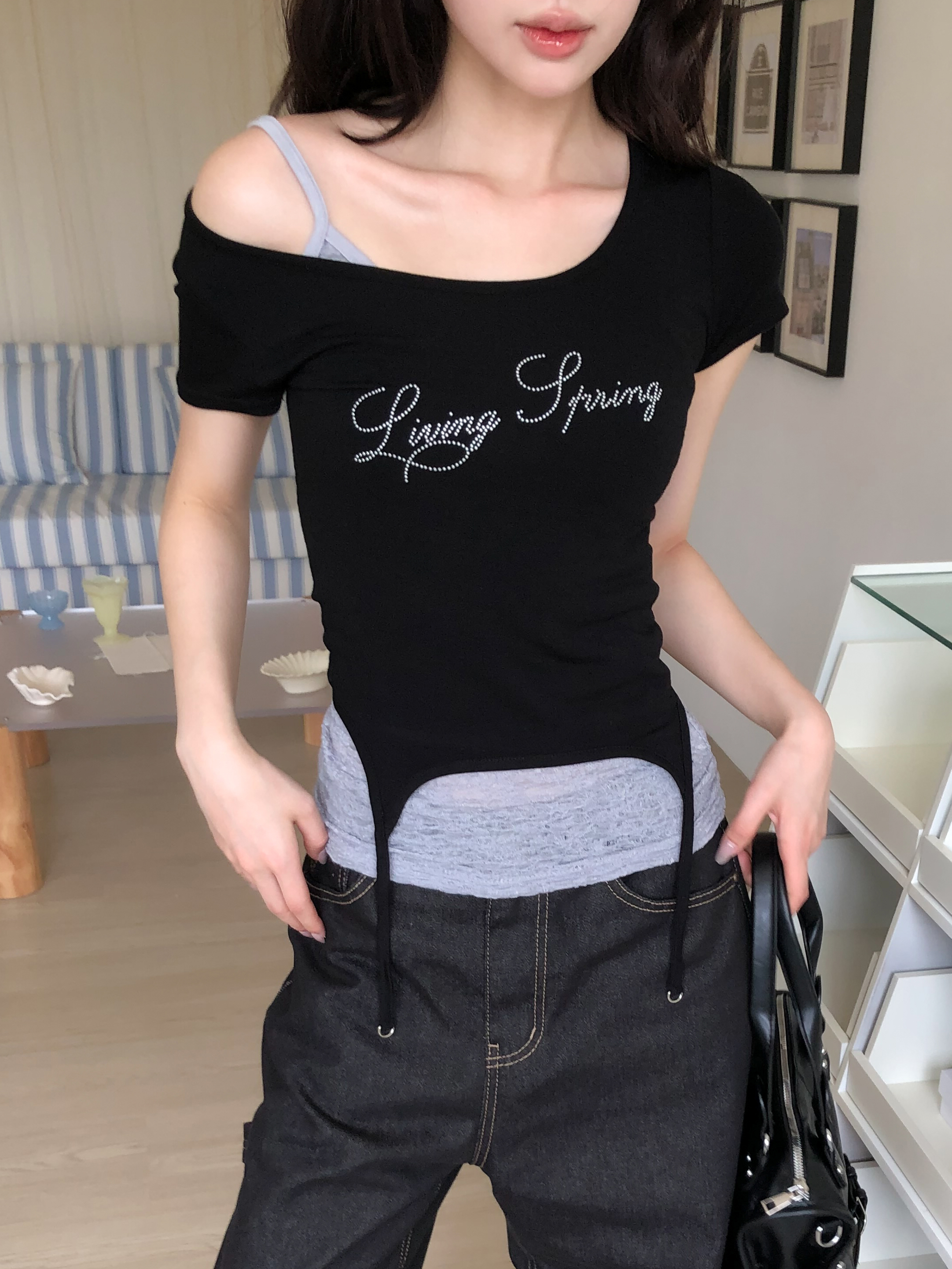 double garter beads tee #上衣
