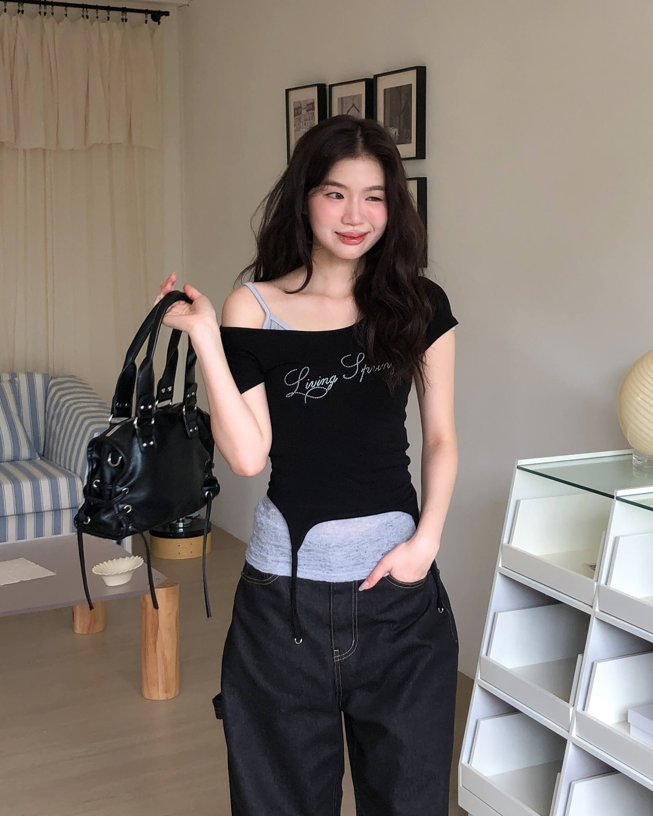 double garter beads tee #上衣