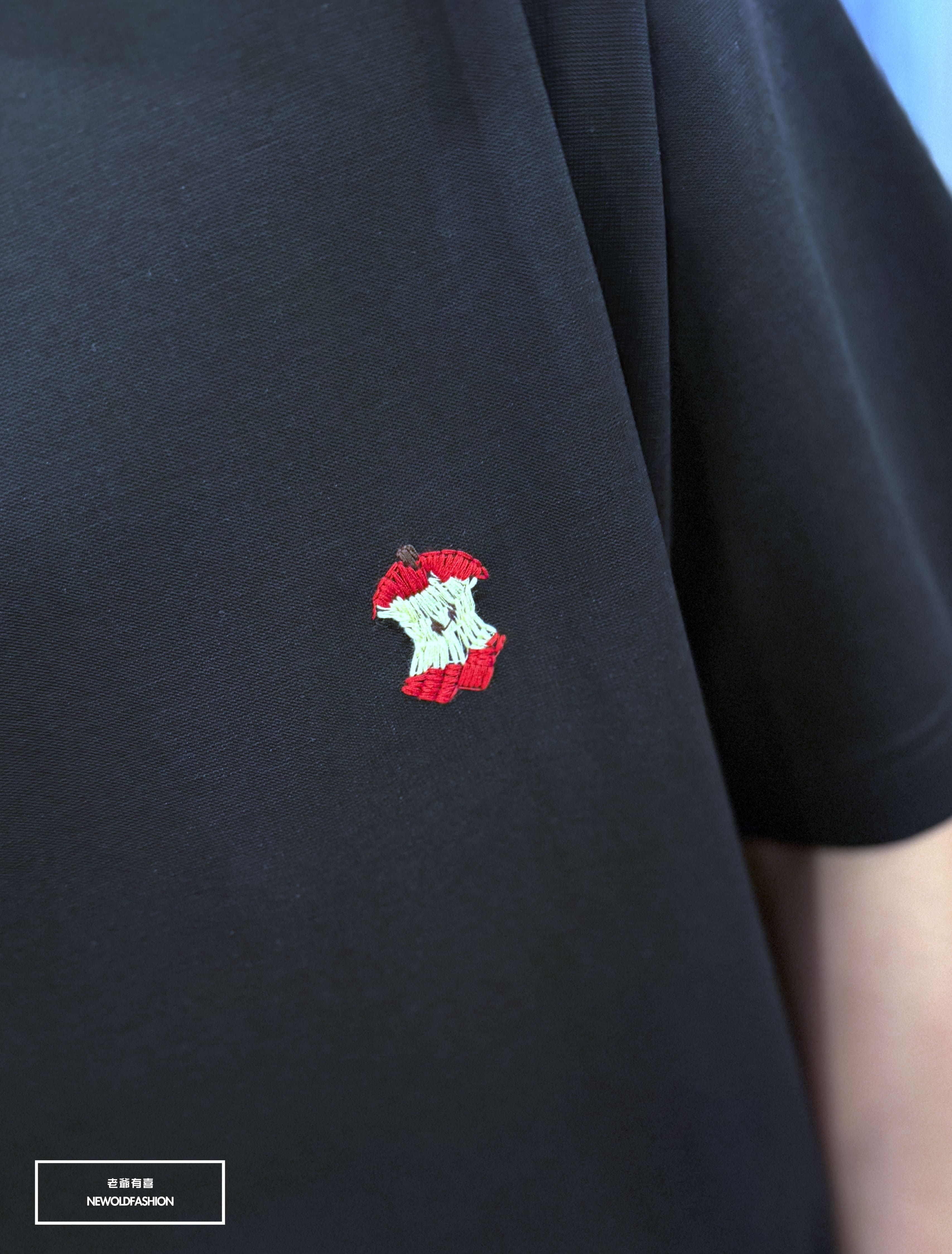 『新品上市』重磅殘果刺繡棉短T(NOF2605582817)-黑