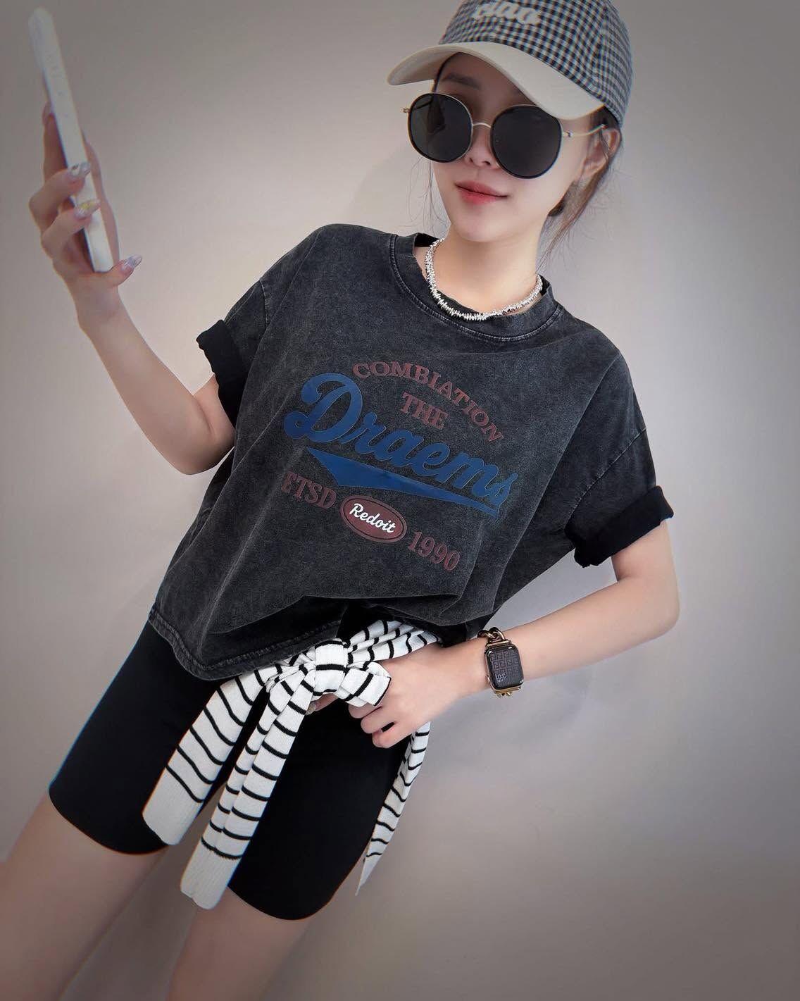 【美式復古字母設計棉tee】（預購）