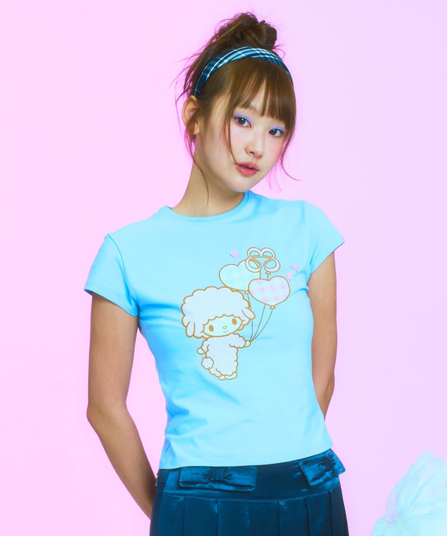 TUOMIO x Sanrio My Sweet Piano 貼身短版T恤 粉藍 TM01B6T21-BB