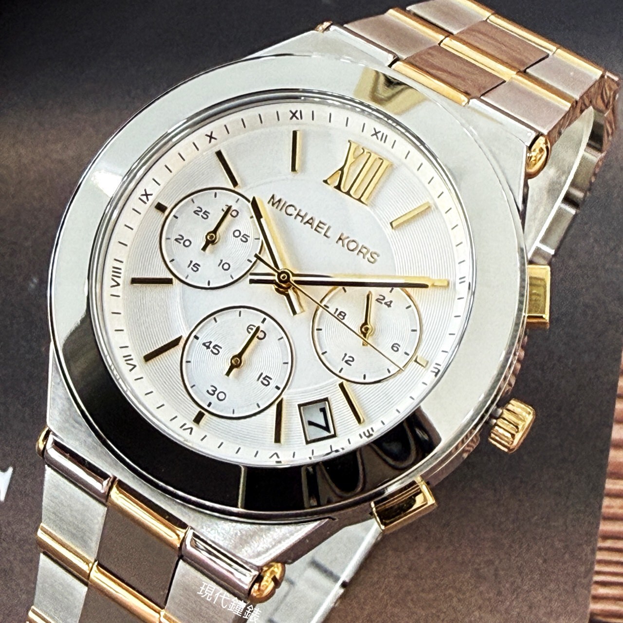 【MICHAEL KORS】冷冽竹影三眼腕錶MK7605 37mm 現代鐘錶