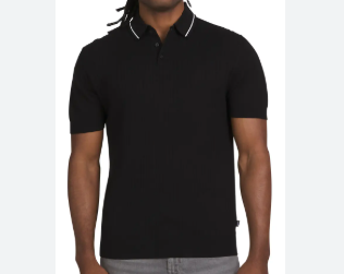 [S] DKNY BLACK FARLEY SWEATER POLO, DK35SR1573-BLK (SD1870)