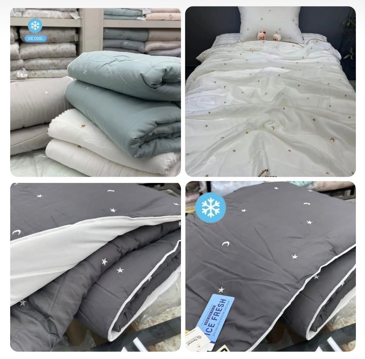 韓國製 刺繡星星雙面涼感被
