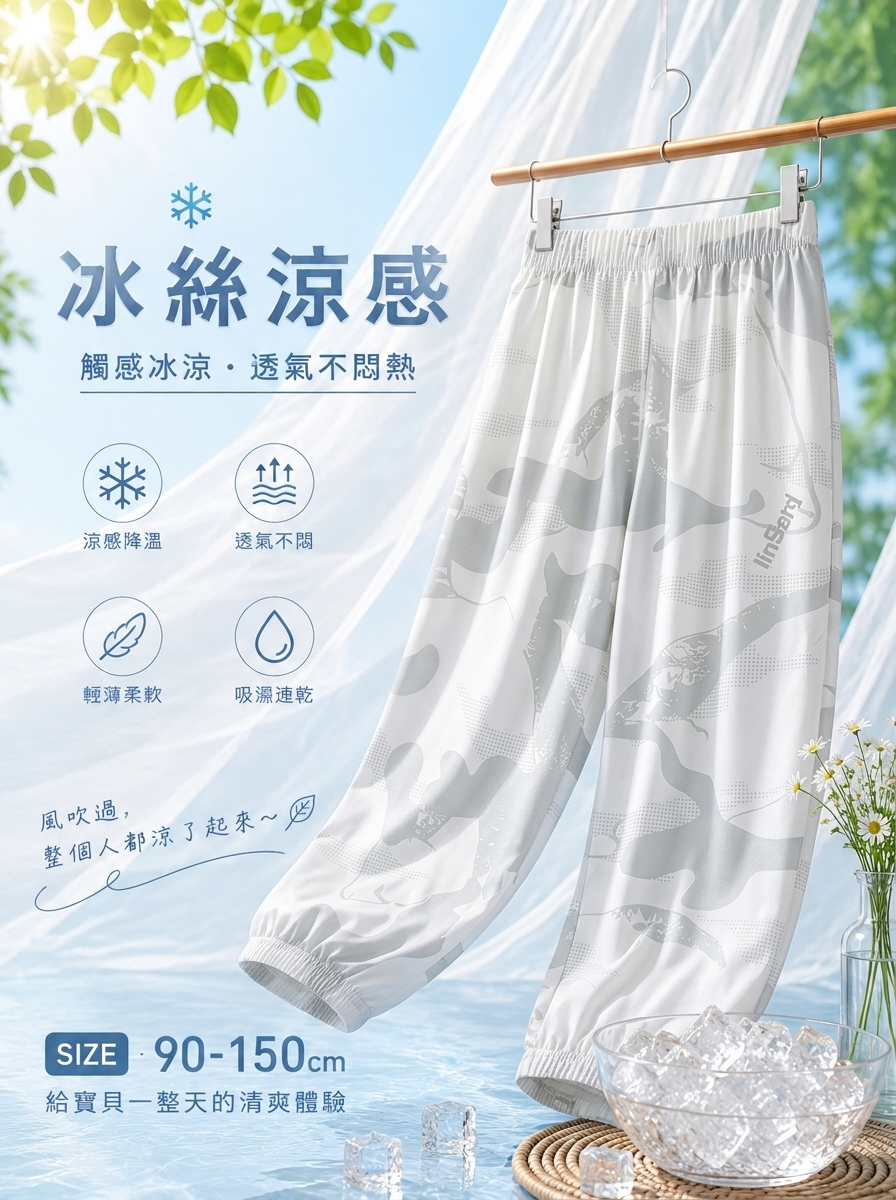 冰灰雲霧 涼感防蚊褲