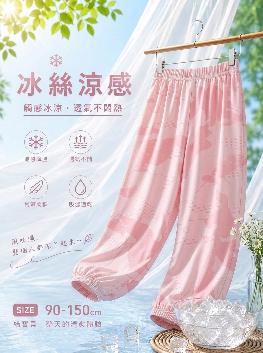 冰粉雲朵 涼感防蚊褲
