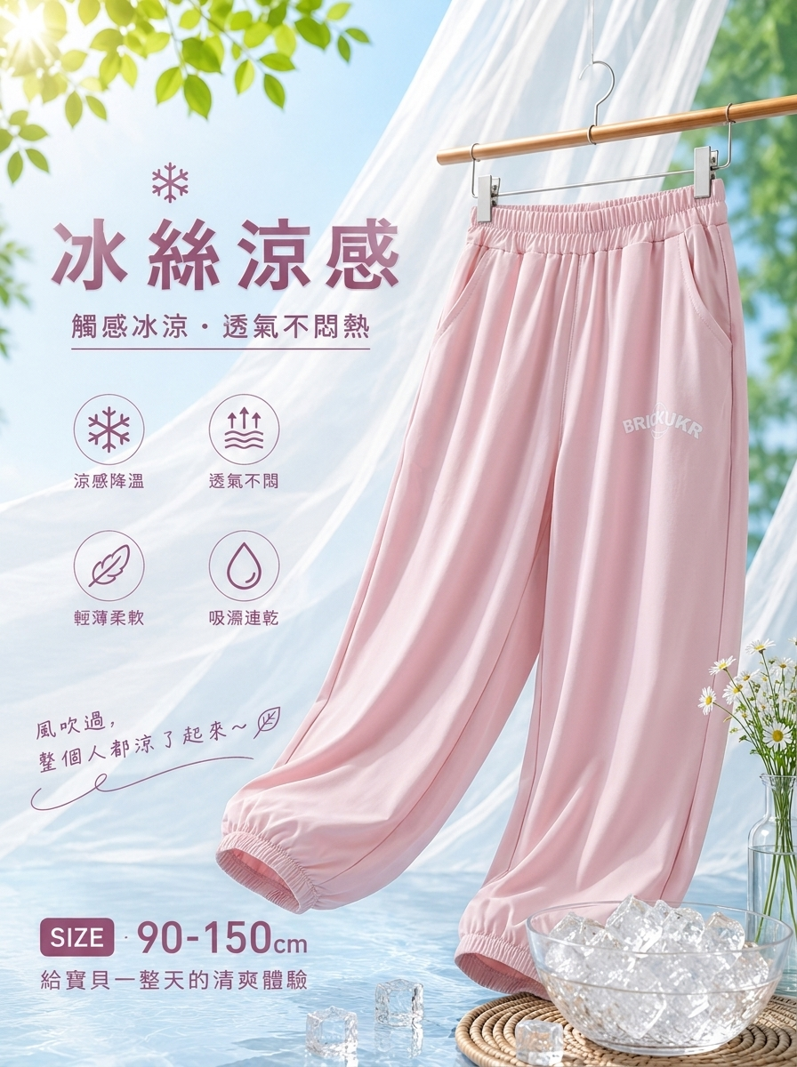 裸感粉 涼感防蚊褲