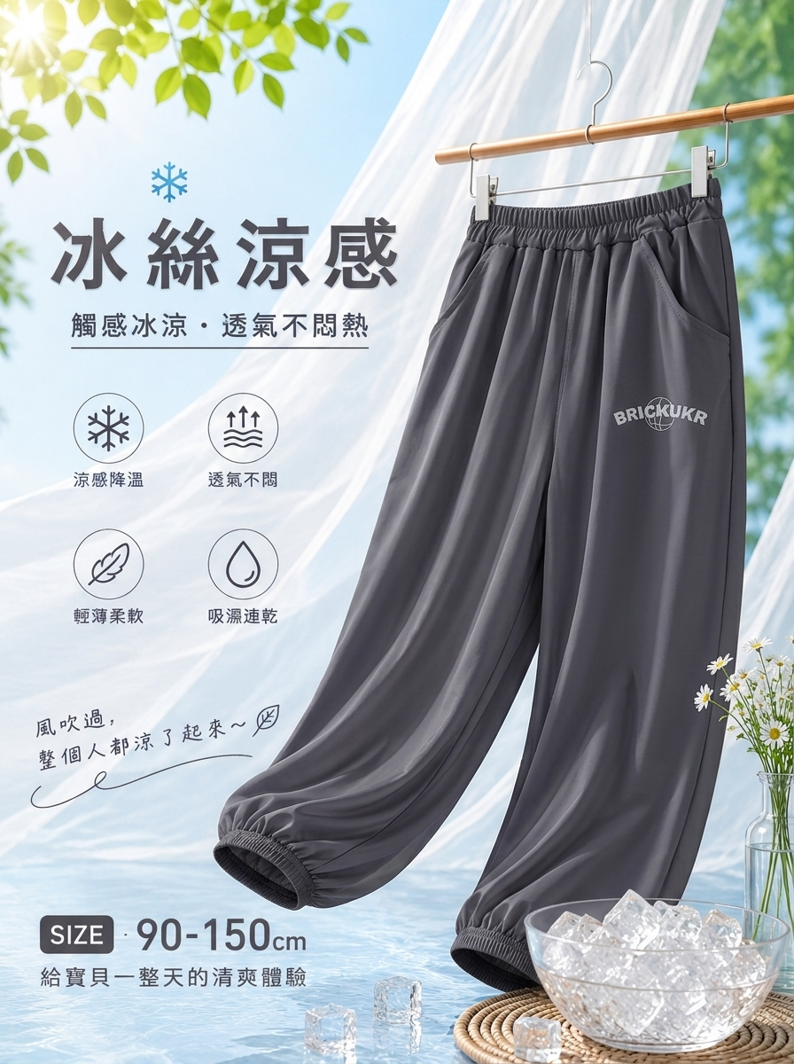 裸感碳黑 涼感防蚊褲