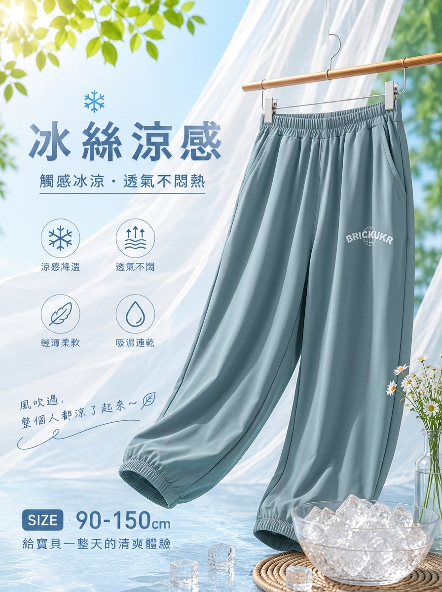 裸感藍 涼感防蚊褲