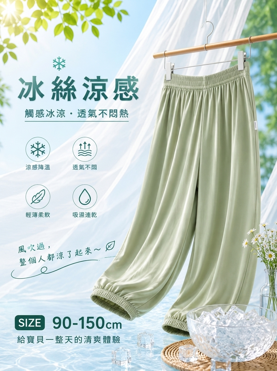 棉花綠 涼感防蚊褲
