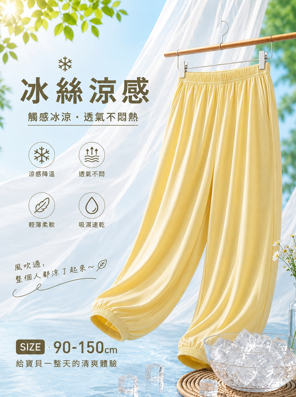 棉花檸黃 涼感防蚊褲