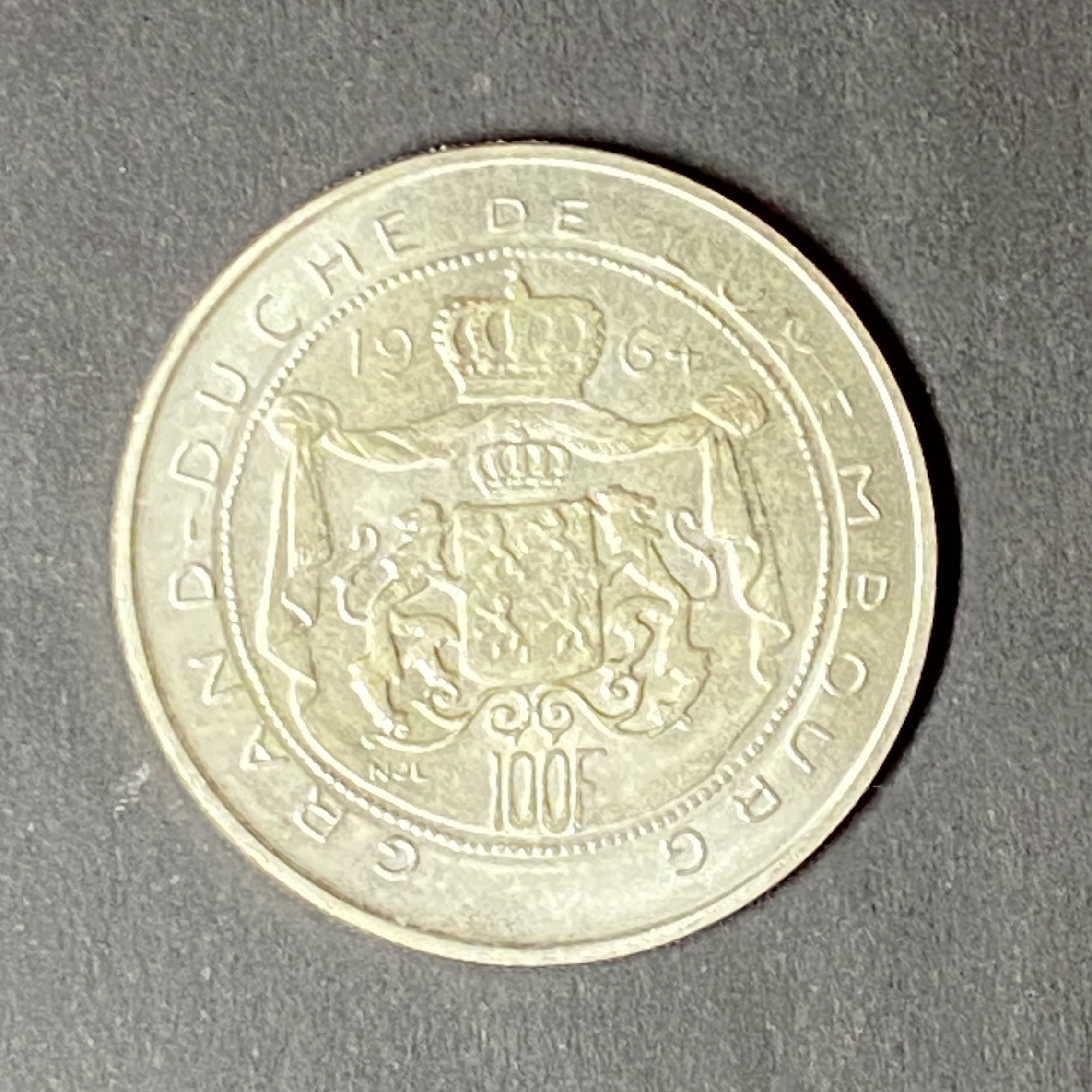 1964年盧森堡100法郎 (83.5%銀)