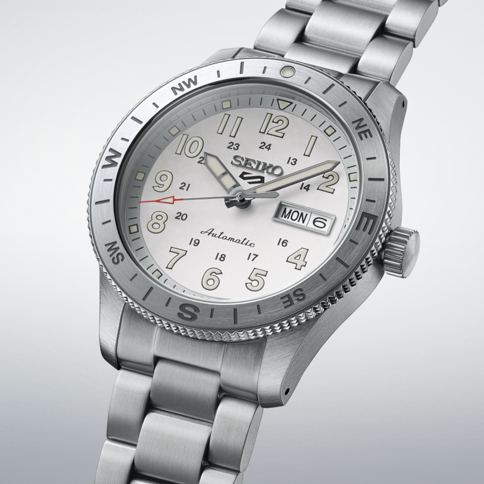 預購款【SEIKO 日本精工】盾牌5 SPORT系列 日期 星期 機械錶 夜光 白色 HDB007