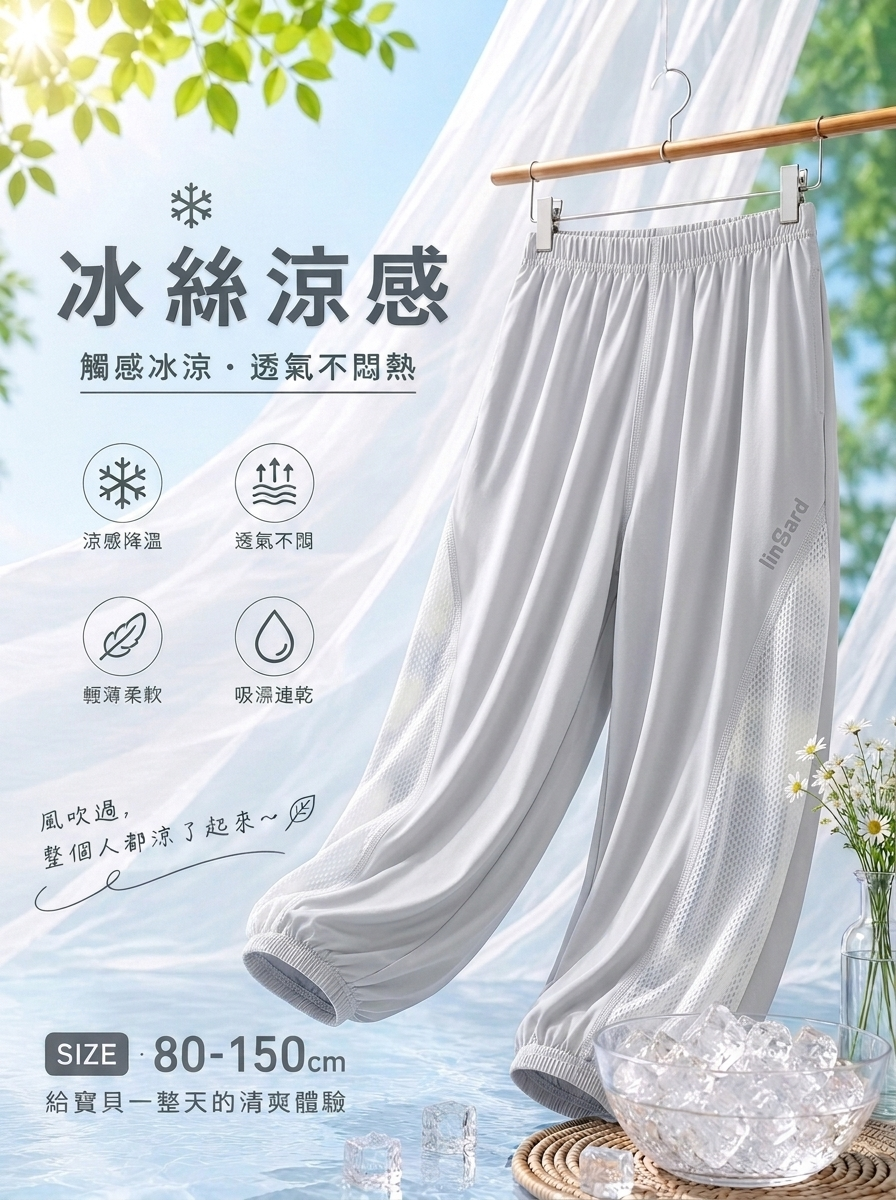 微風冰霧灰 涼感防蚊褲