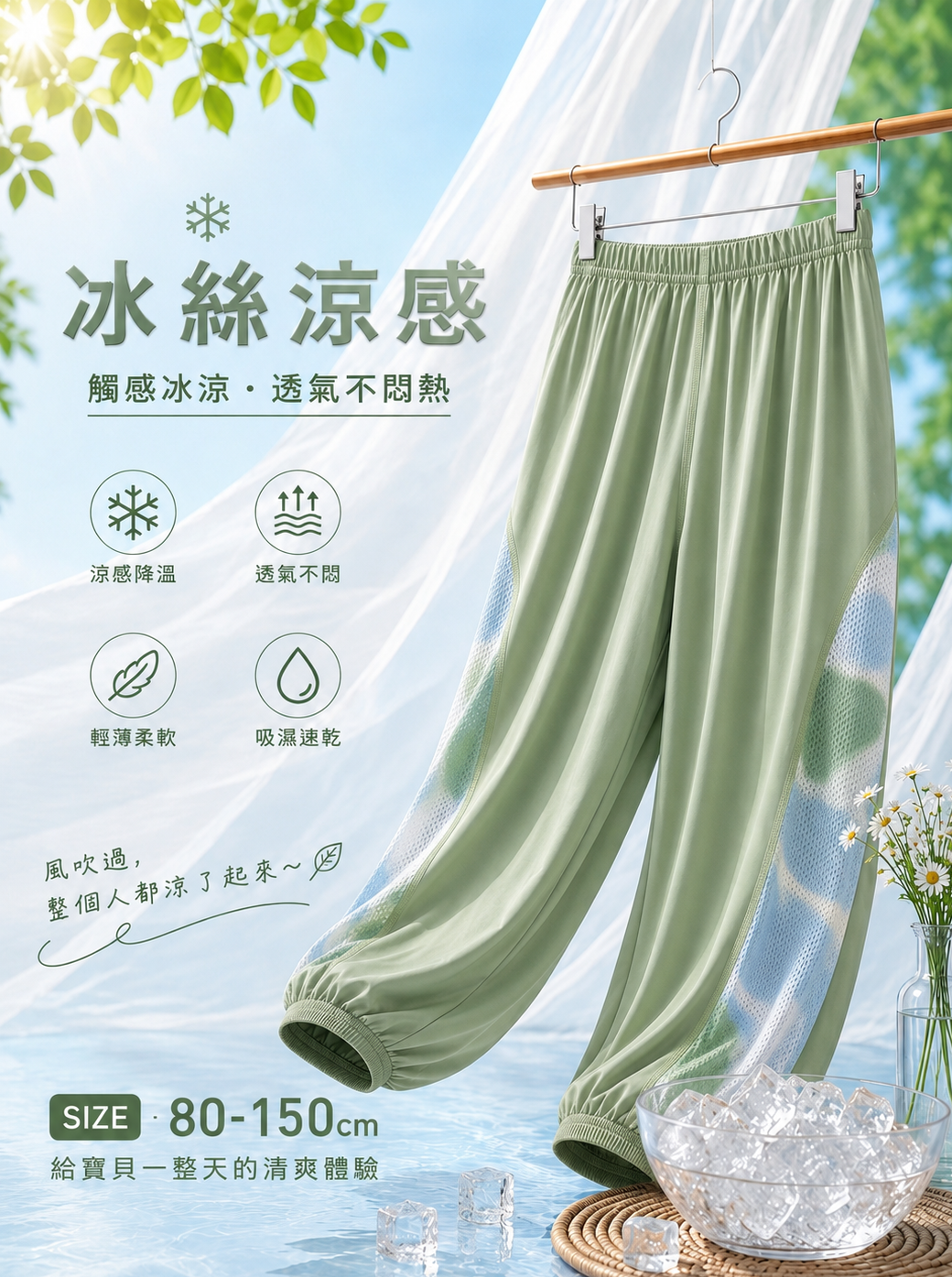 微風青禾綠 涼感防蚊褲