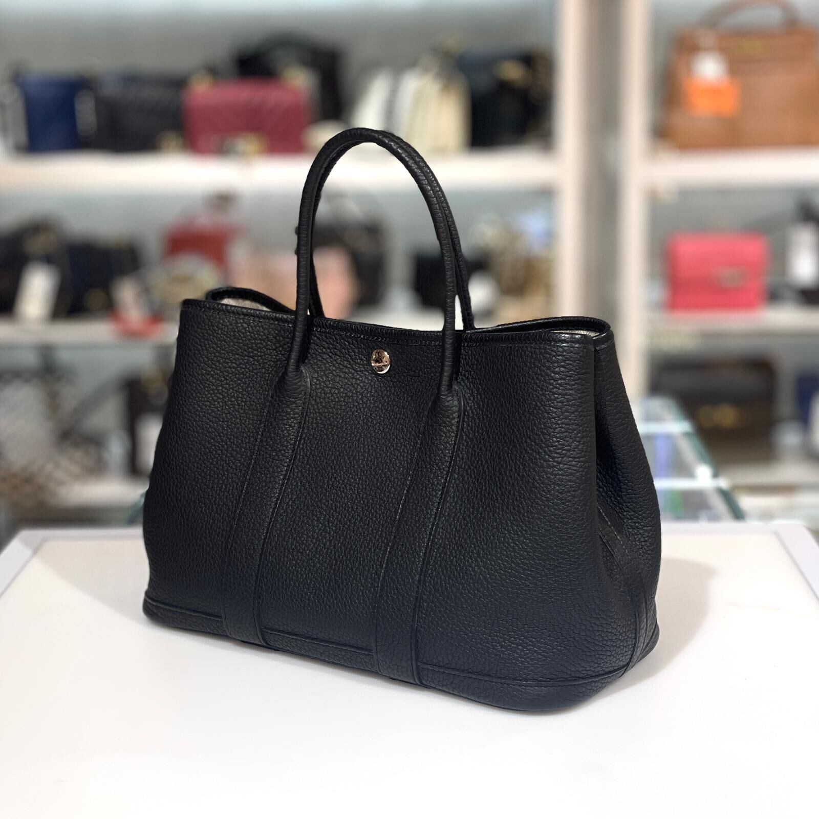98%NEW二手HERMES GARDEN PARTY 30 U 黑銀全皮 #GP30 #香榭站正品
