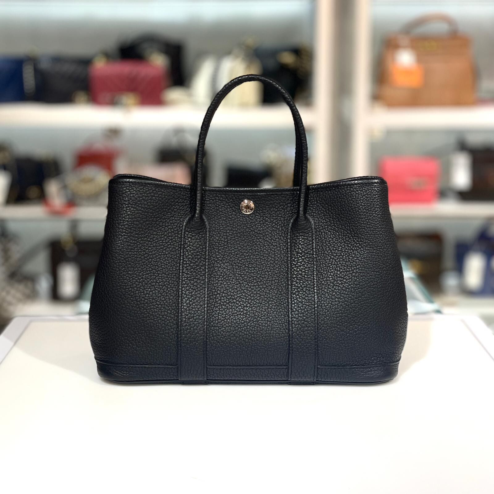 98%NEW二手HERMES GARDEN PARTY 30 U 黑銀全皮 #GP30 #香榭站正品