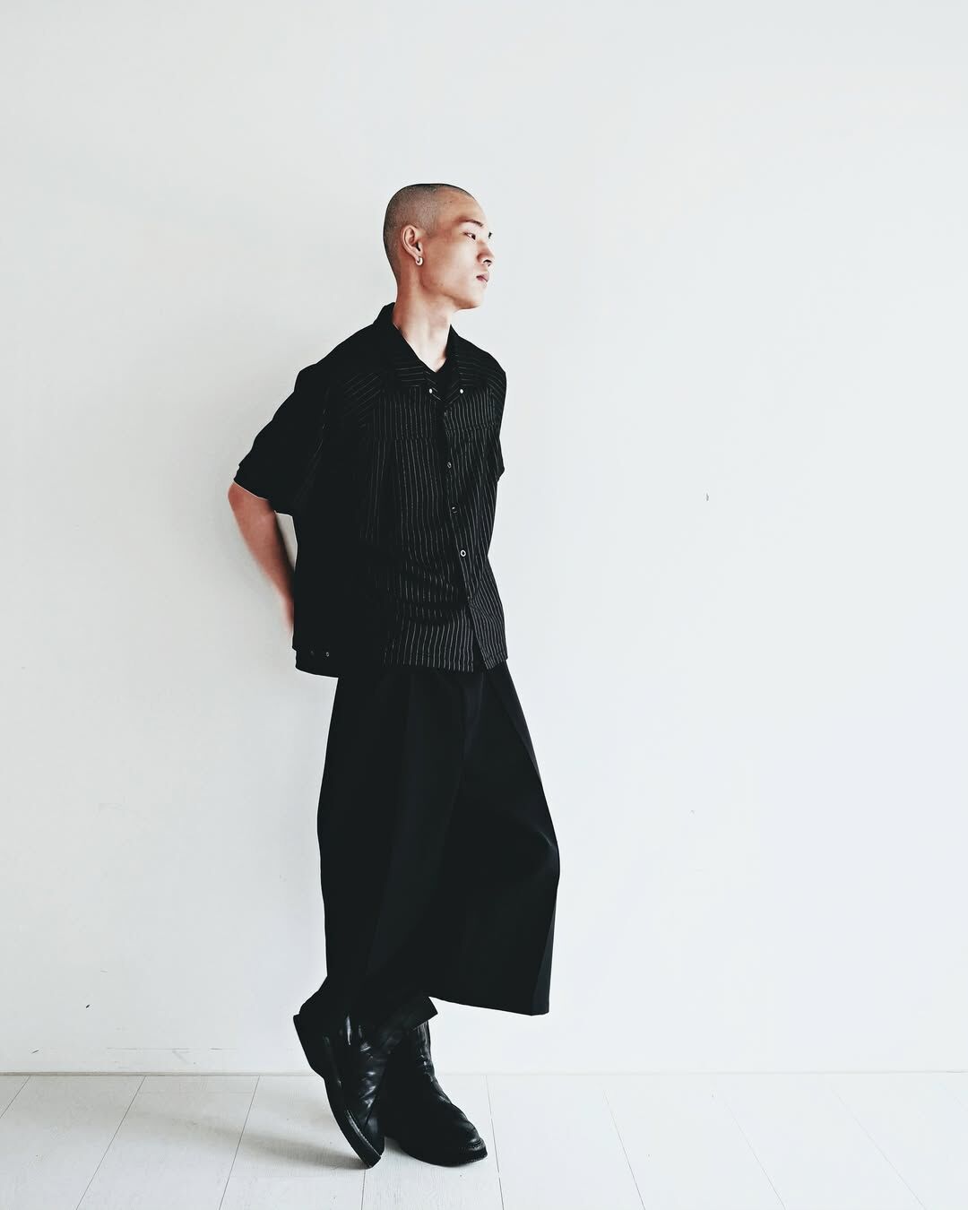Neverland｜Rivet Stripe Shirts (Black)