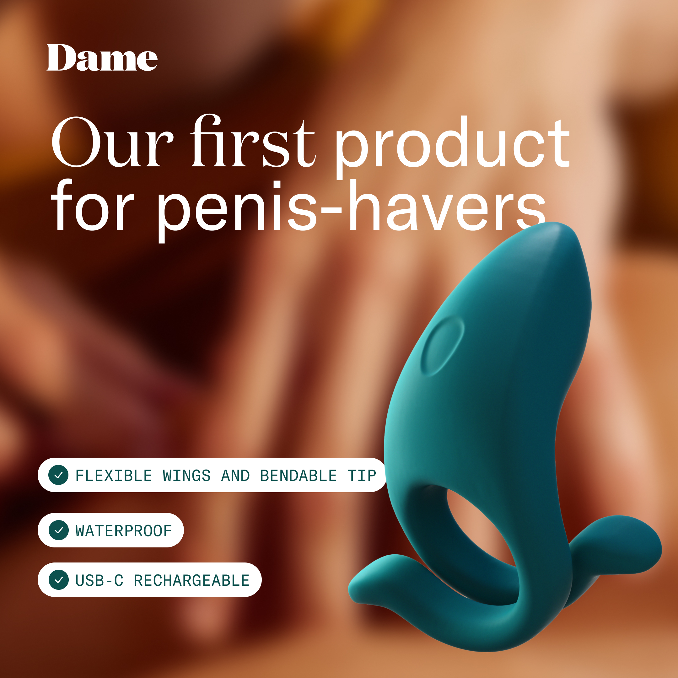 Dame Hug,dame,美國 dame,dame products,美國 dame products,情趣用品,情趣玩具,陰莖環,震動環,震動陰莖環,屌環,精力環