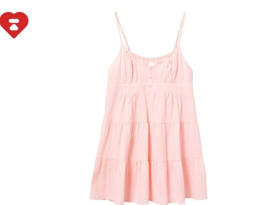 【APEE】HEART BADGE WOVEN TABLE CHECK CAMI DRESS