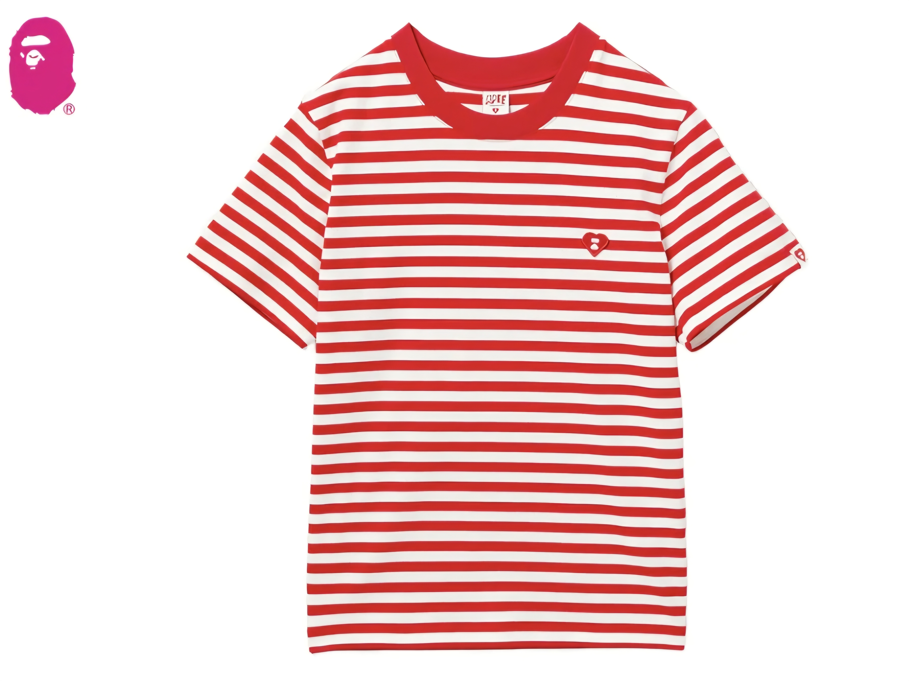 【APEE】HEART BADGE STRIPED TEE