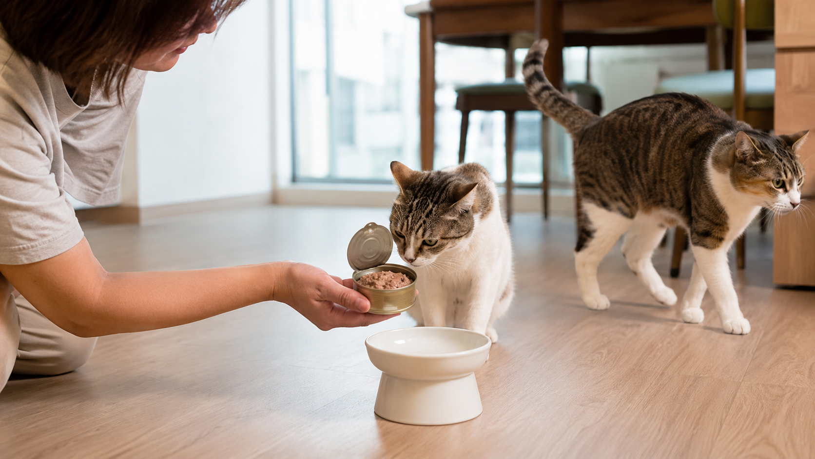 飼主開罐後貓咪聞兩下就轉頭走掉的挑嘴情境