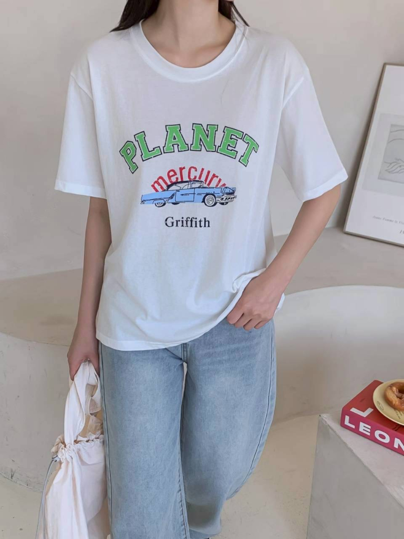 PLANET字母車款★美式復古印花棉T