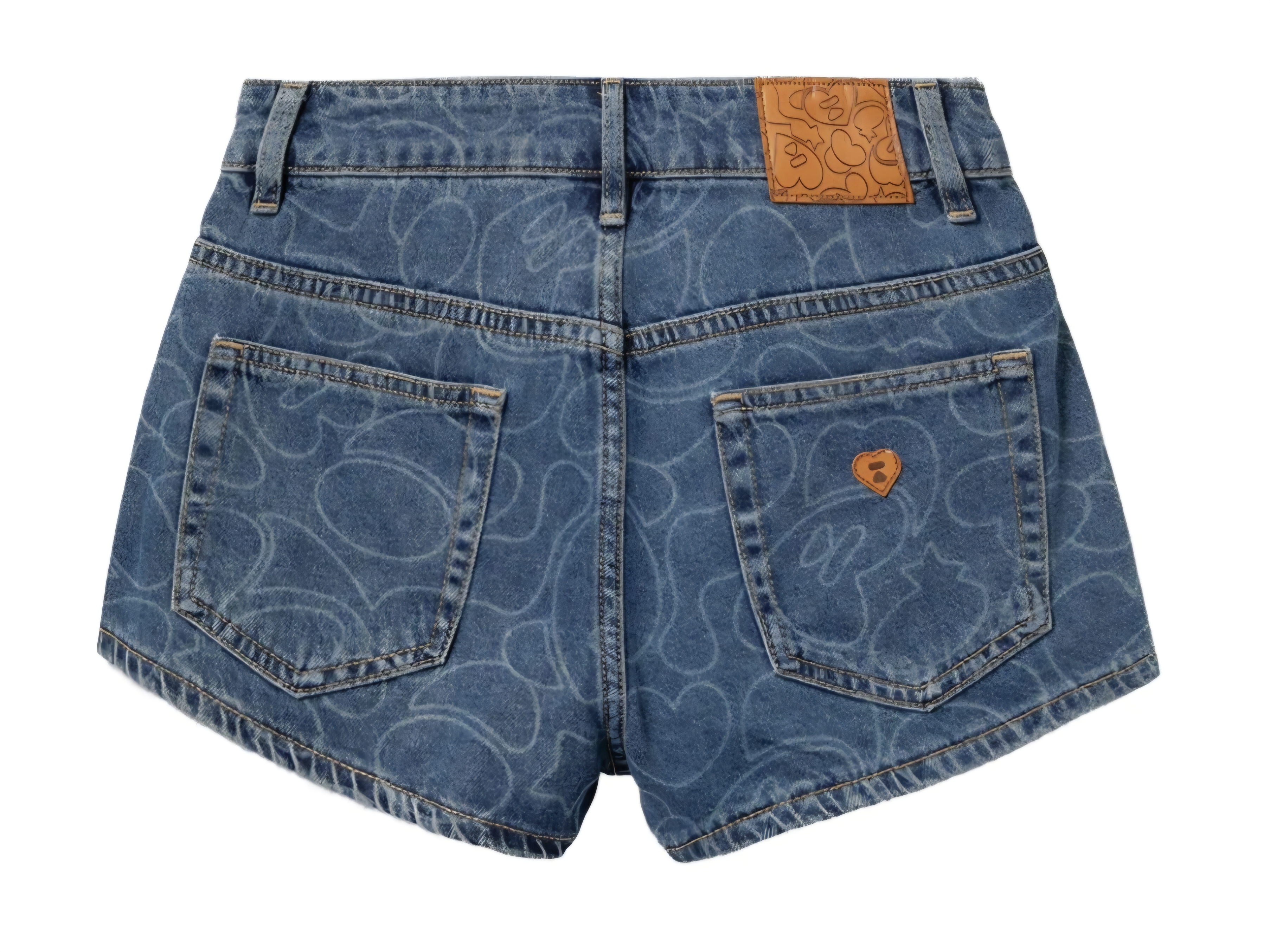 【APEE】CAMO WASHED DENIM SHORTS