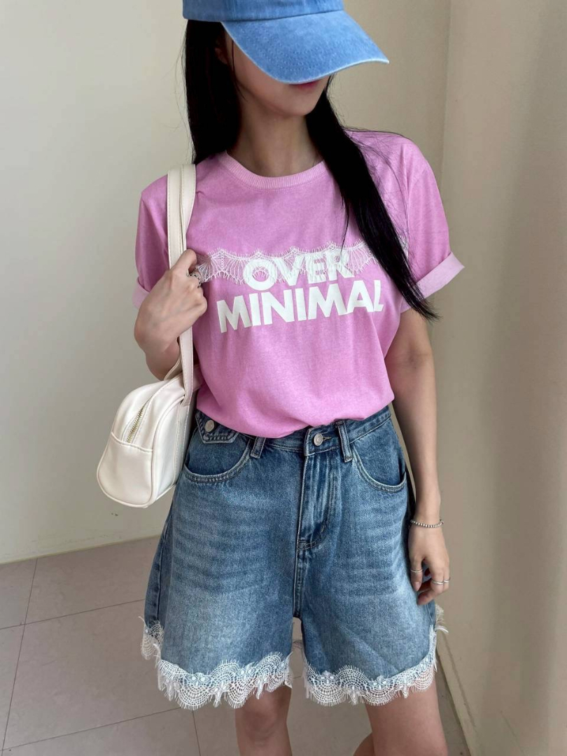 OVER MINIMAL設計短袖系列｜個性蕾絲拼接純棉T恤