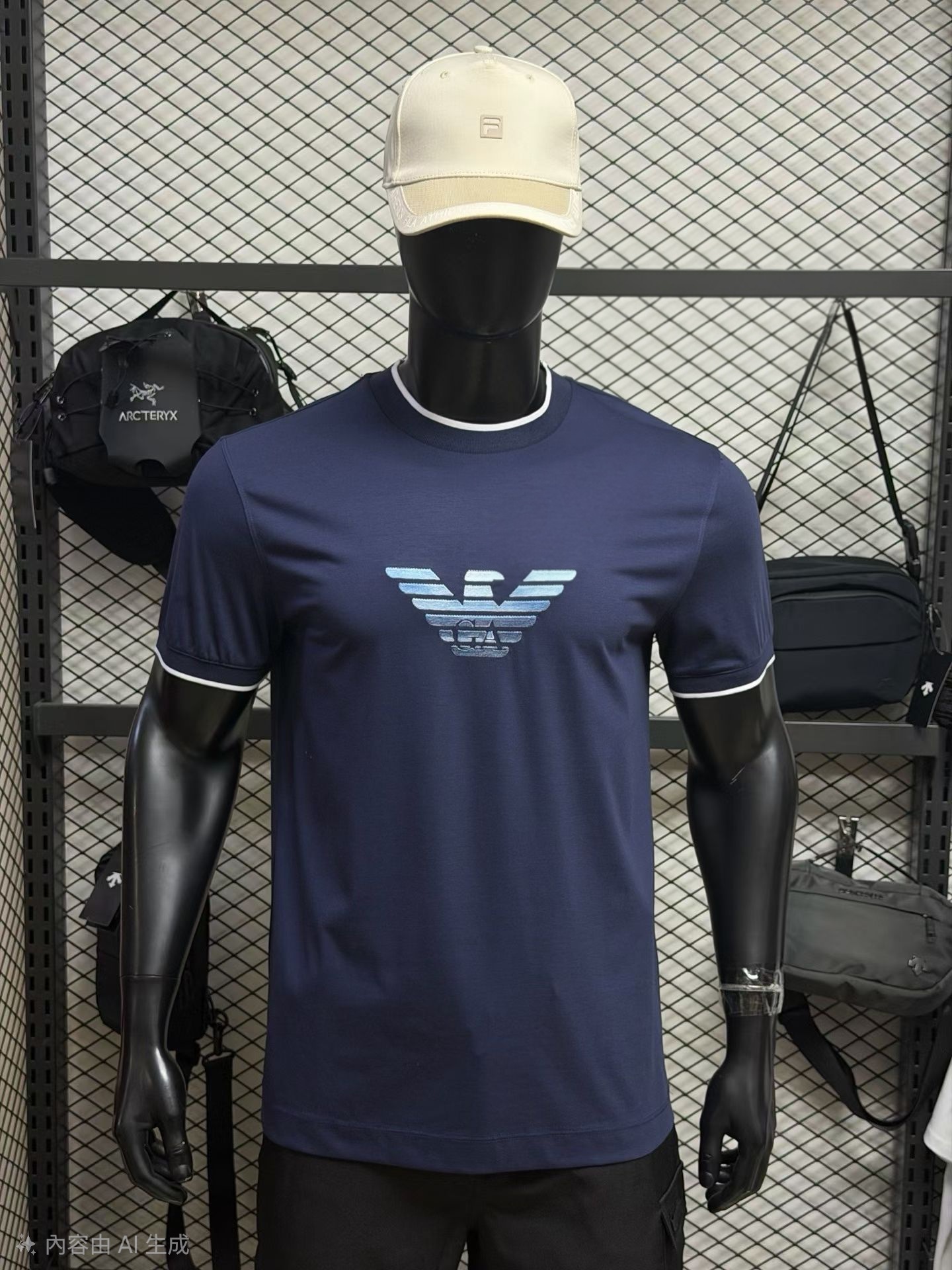 Armani 漸變飛鷹刺繡logo Tee