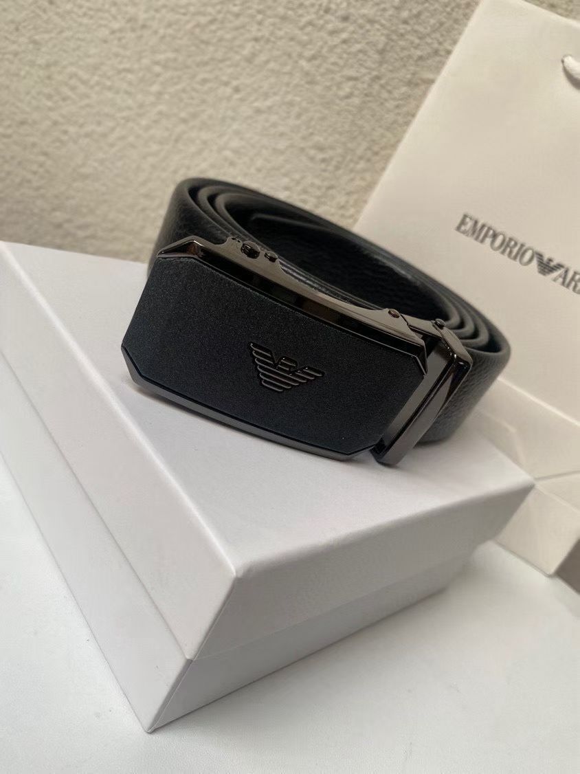ARMANI 男款皮帶 併 黑色五金扣