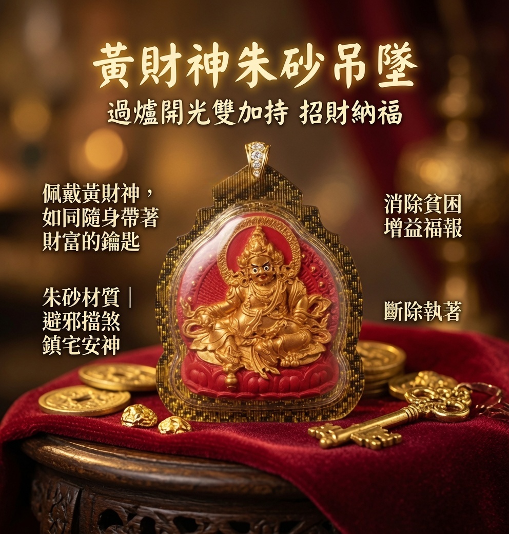 黃財神朱砂吊墜