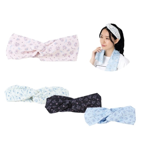 日版Sanrio 粉色冷感頭巾/頸巾連收納袋