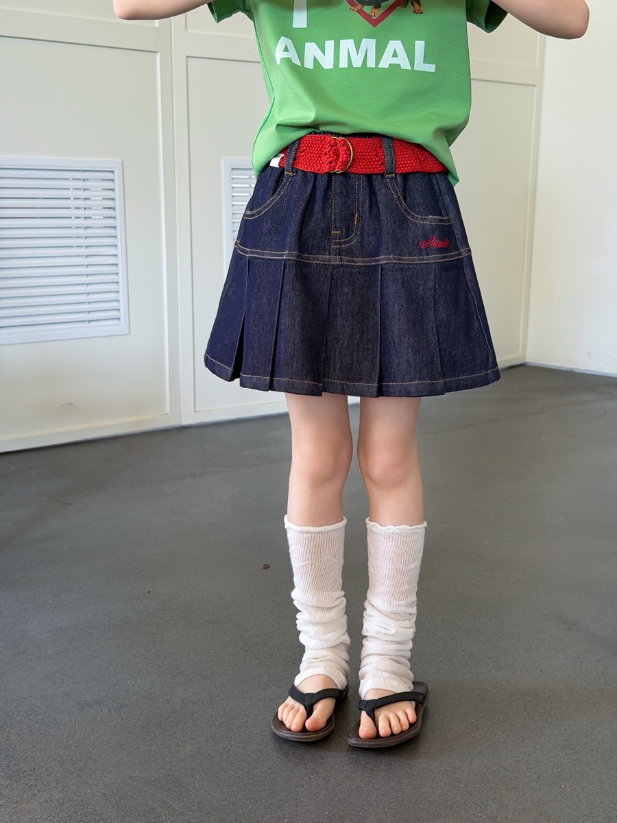 牛仔百褶裙