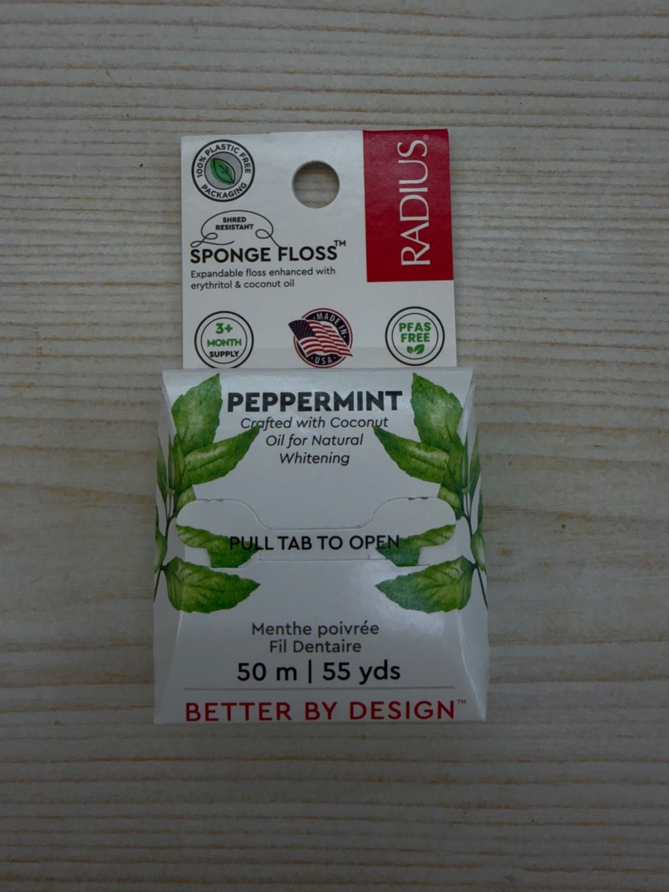 Radius peppermint dental floss plastic free