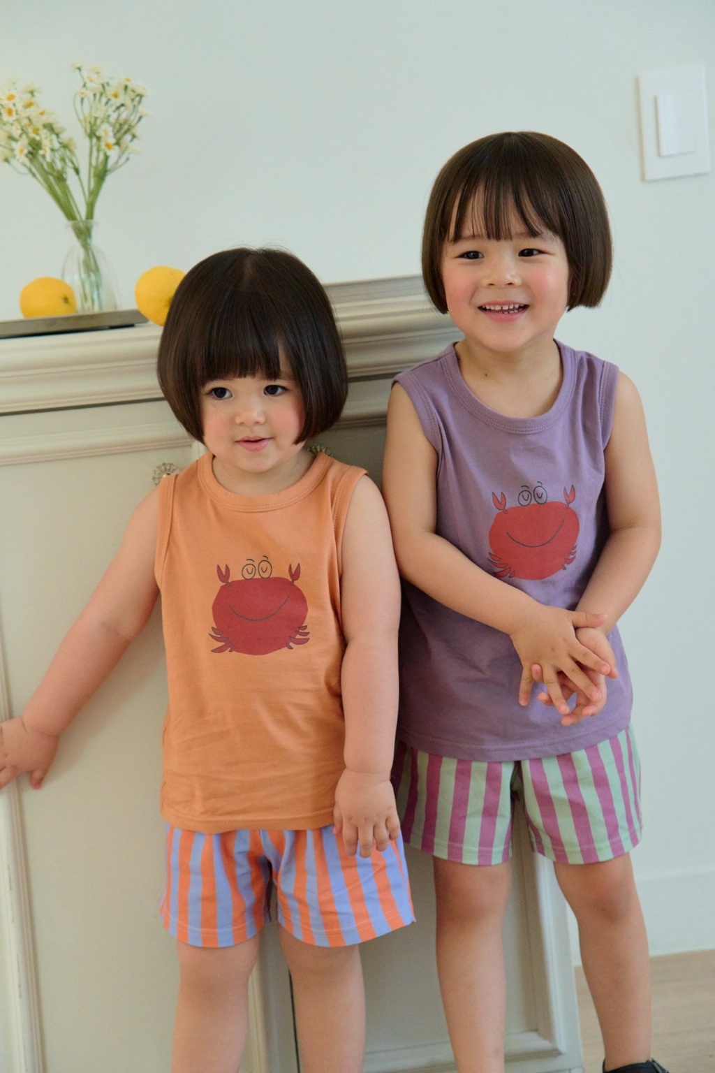 正韓夏DAJOA 兩色螃蟹條紋褲套裝