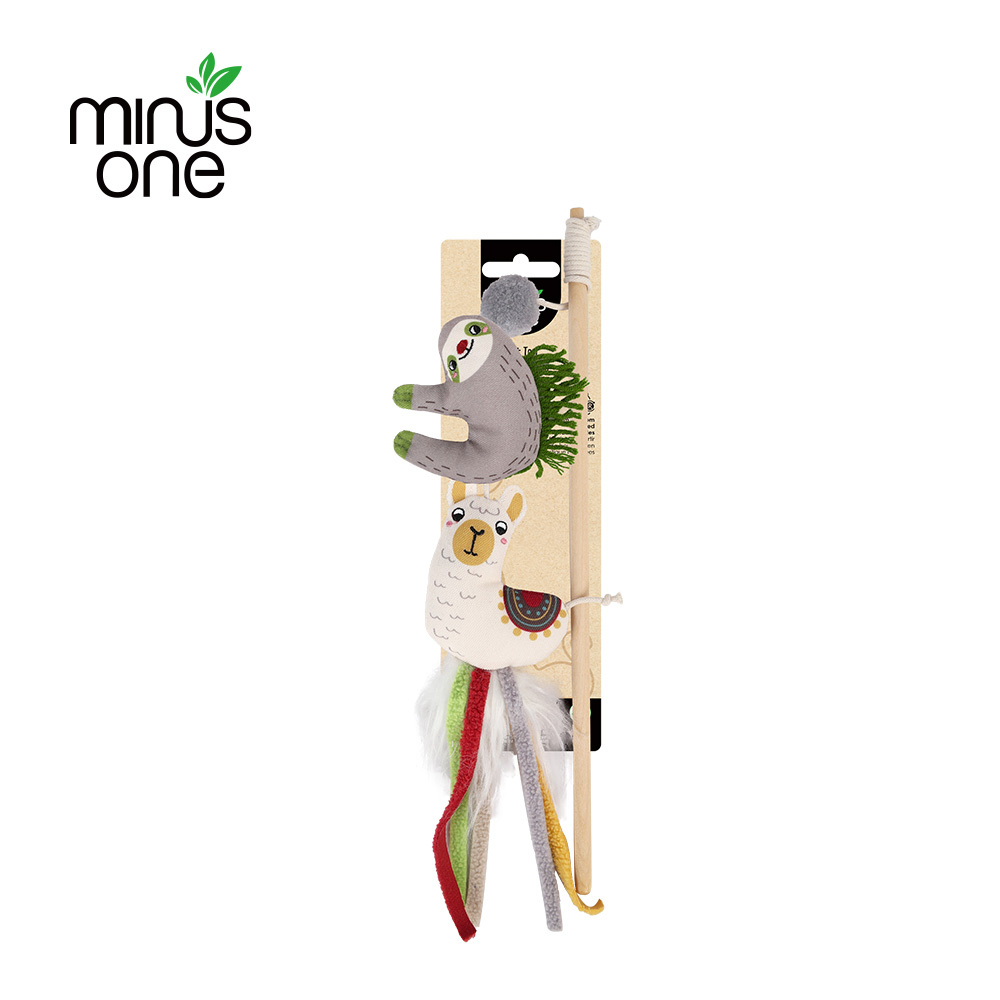 Minus One 邁樂思｜環保棉帆布 - 組合逗貓棒 (羊駝與樹懶)