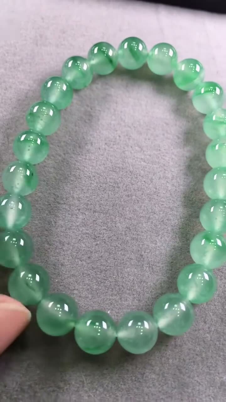 翡翠冰飄綠手串 (8.2mm直徑),天然翡翠A玉, 緬甸玉, Jade, Jadeite