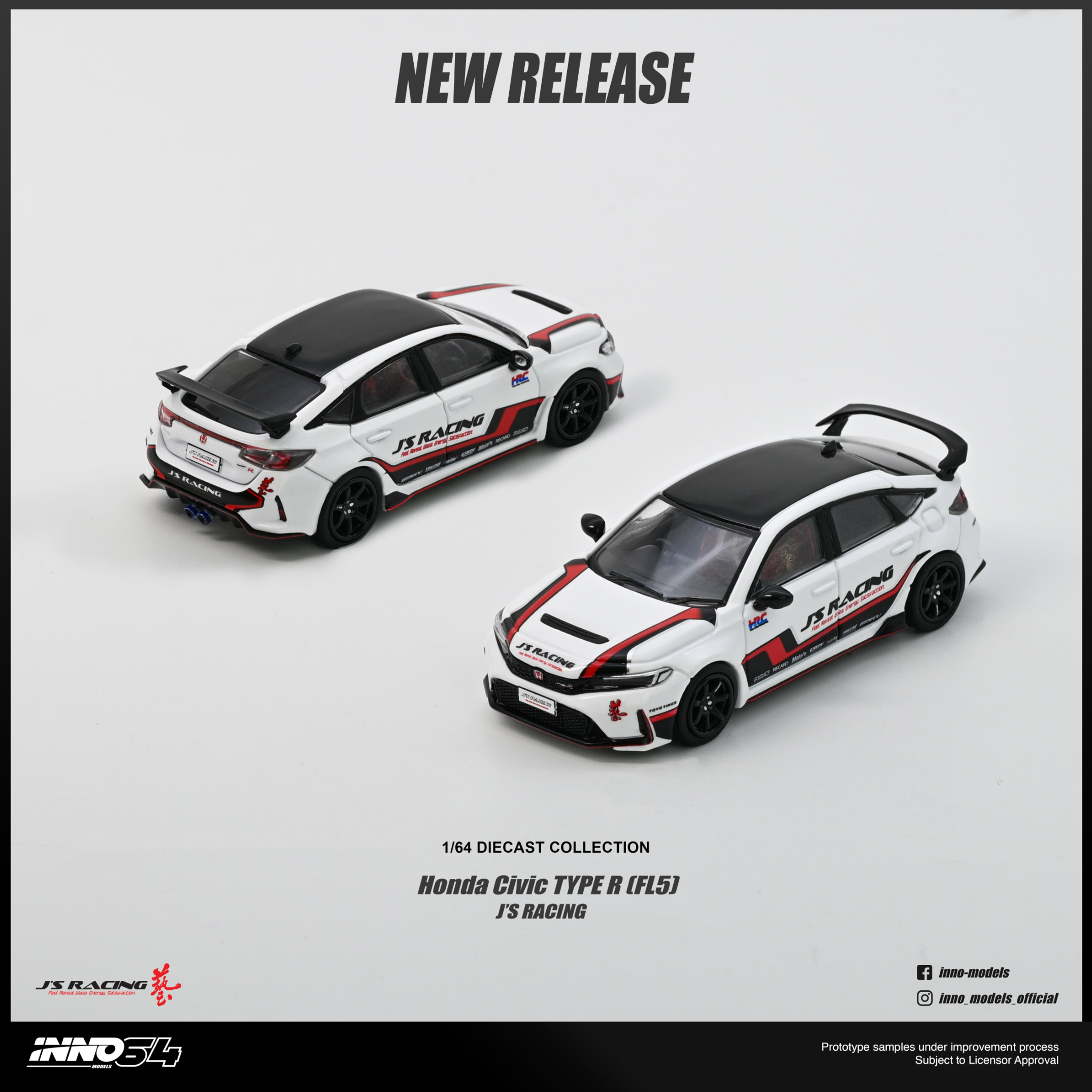 [預訂] INNO 1/64 - 本田思域HONDA CIVIC (FL5) J'S RACING