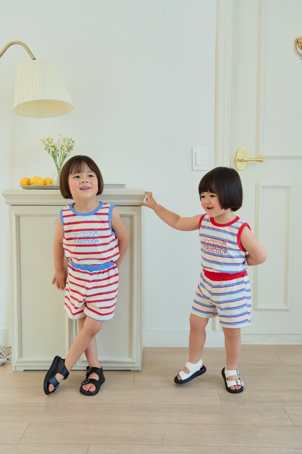 正韓夏DAJOA 兩色撞色條紋套裝