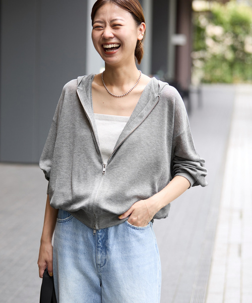 [預購] JOURNAL STANDARD relume 透膚針織連帽外套